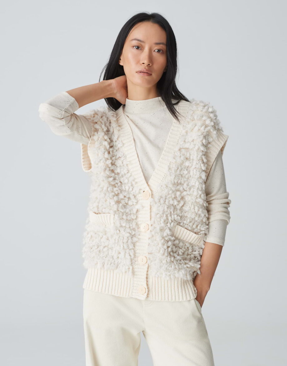 OPUS Strickweste DELUDA Oversize mit Wolle