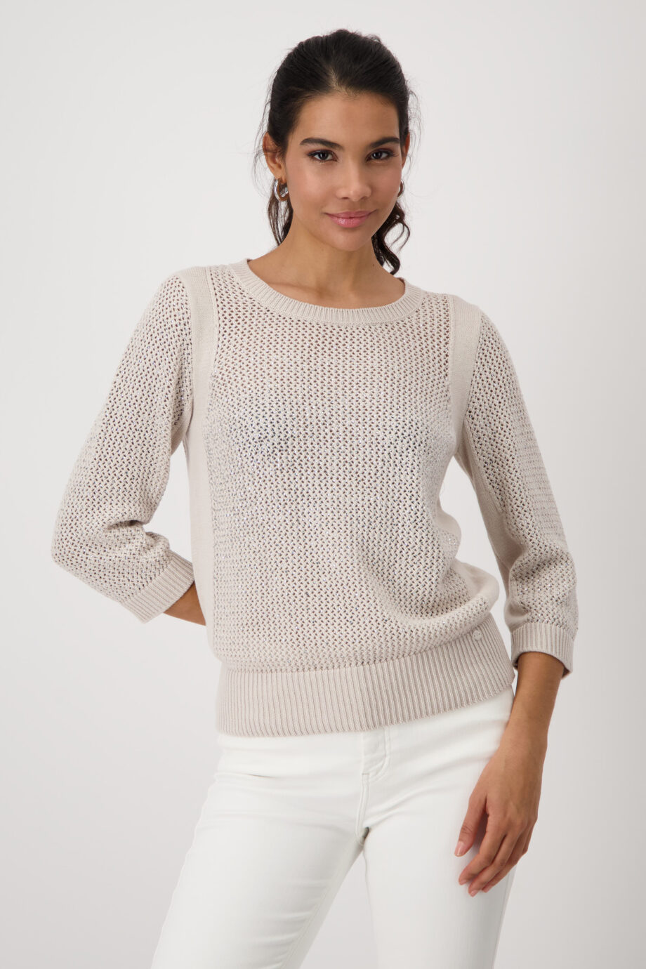 Monari Strickpullover mit Schmuck, warm sand