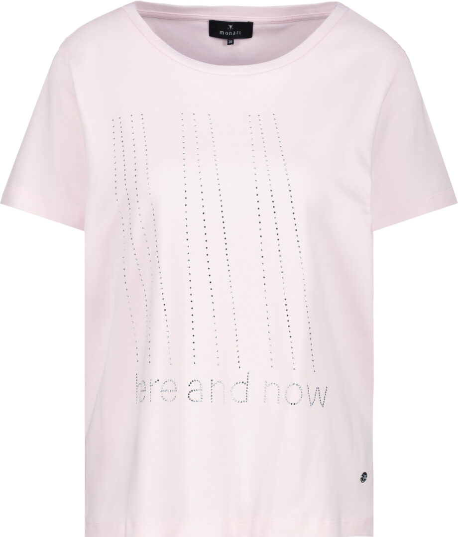 Monari T-Shirt mit Strassschrift, blossom