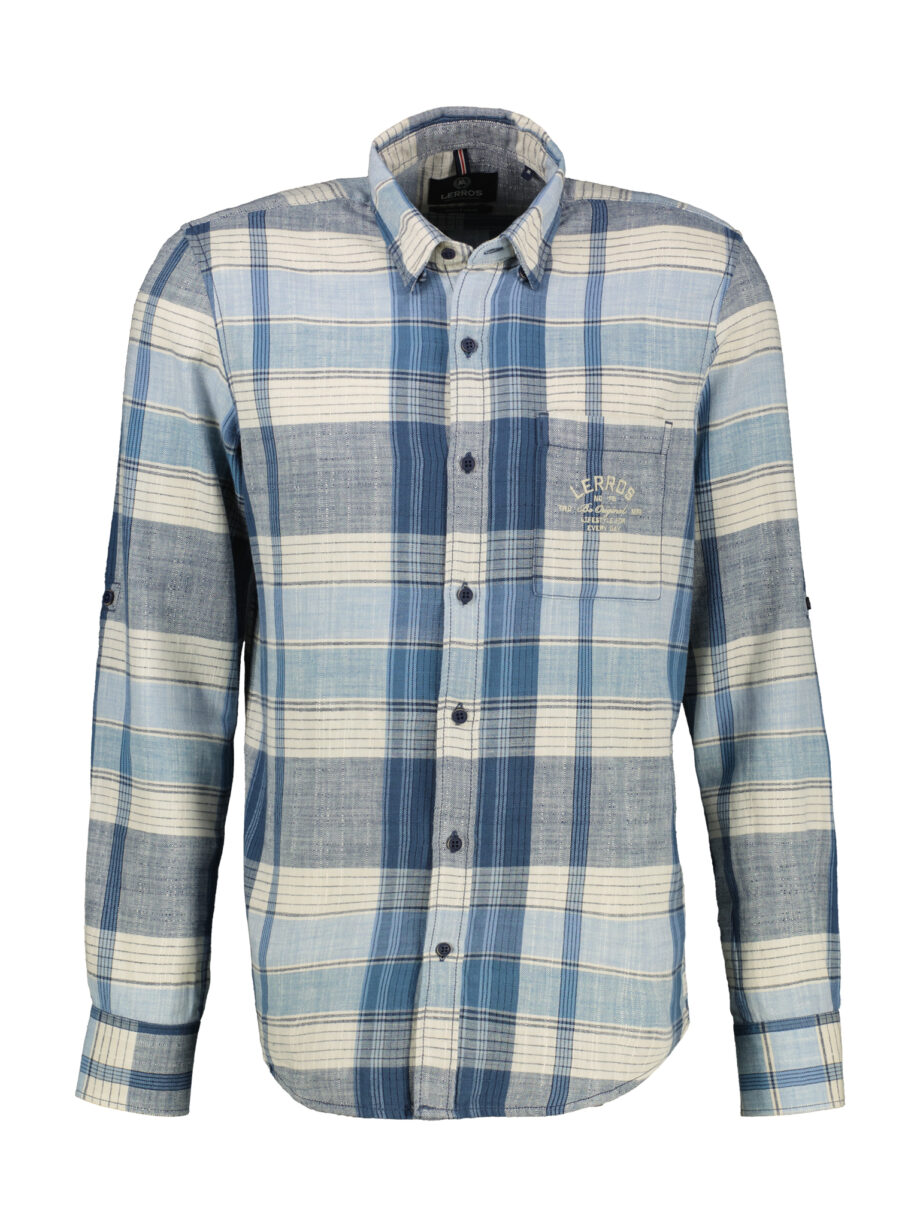 LERROS Karohemd für Herren mit verdecktem Button-down-Kragen