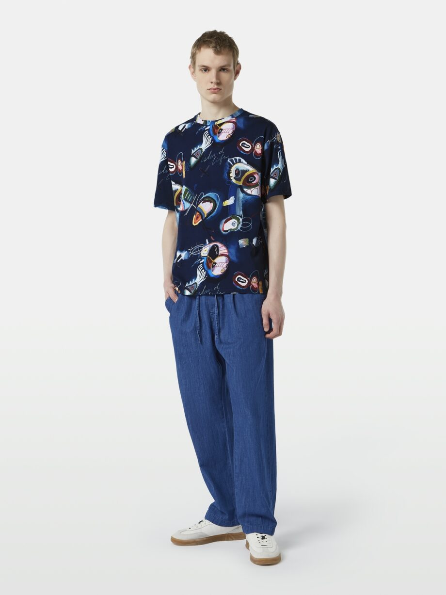 Scotch & Soda Relaxed-fit AOP T-shirt, NAVY