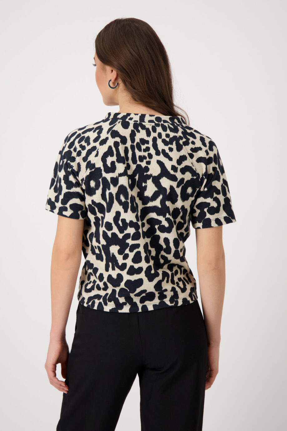 Monari Sweatshirt mit Leomuster, schwarz gemustert
