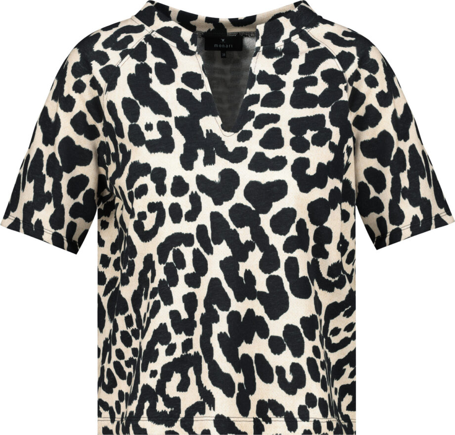 Monari Sweatshirt mit Leomuster, schwarz gemustert