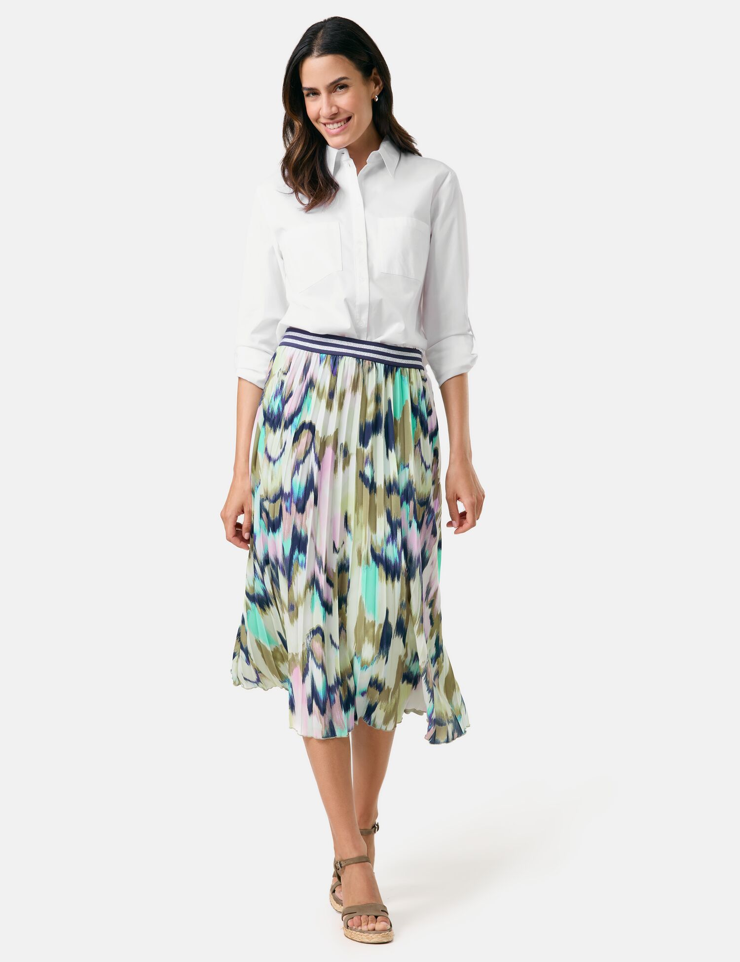 GERRY WEBER Collection Gemusterter Plisseerock mit Dehnbund