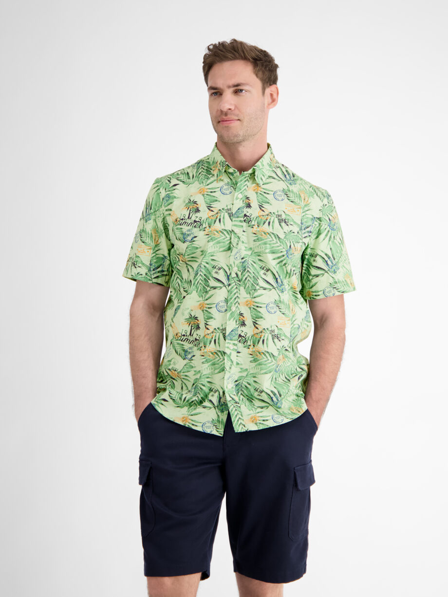 LERROS Floral gemustertes Halbarmhemd für Herren