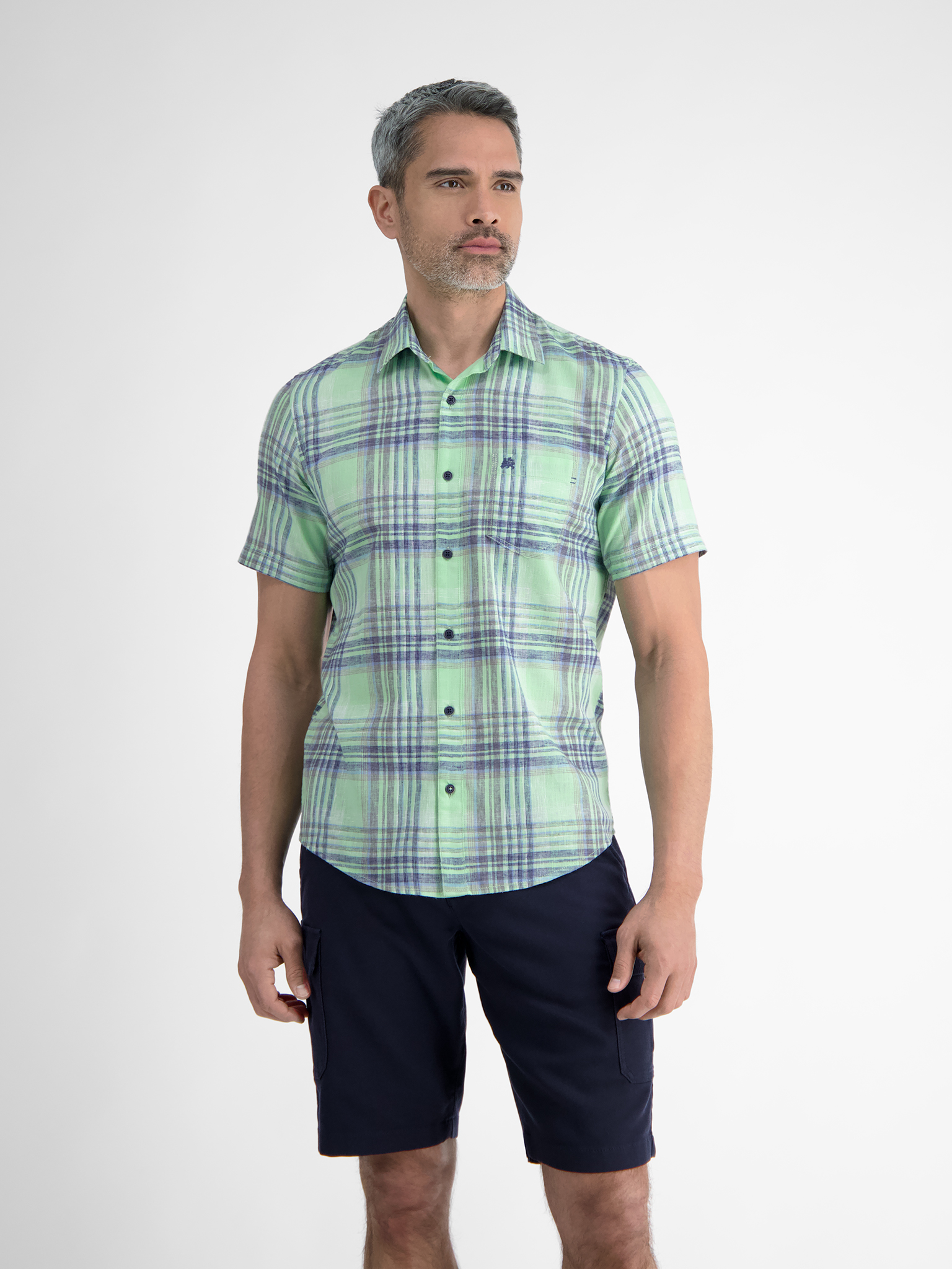 LERROS Herren Karohemd in leichter Strukturqualität