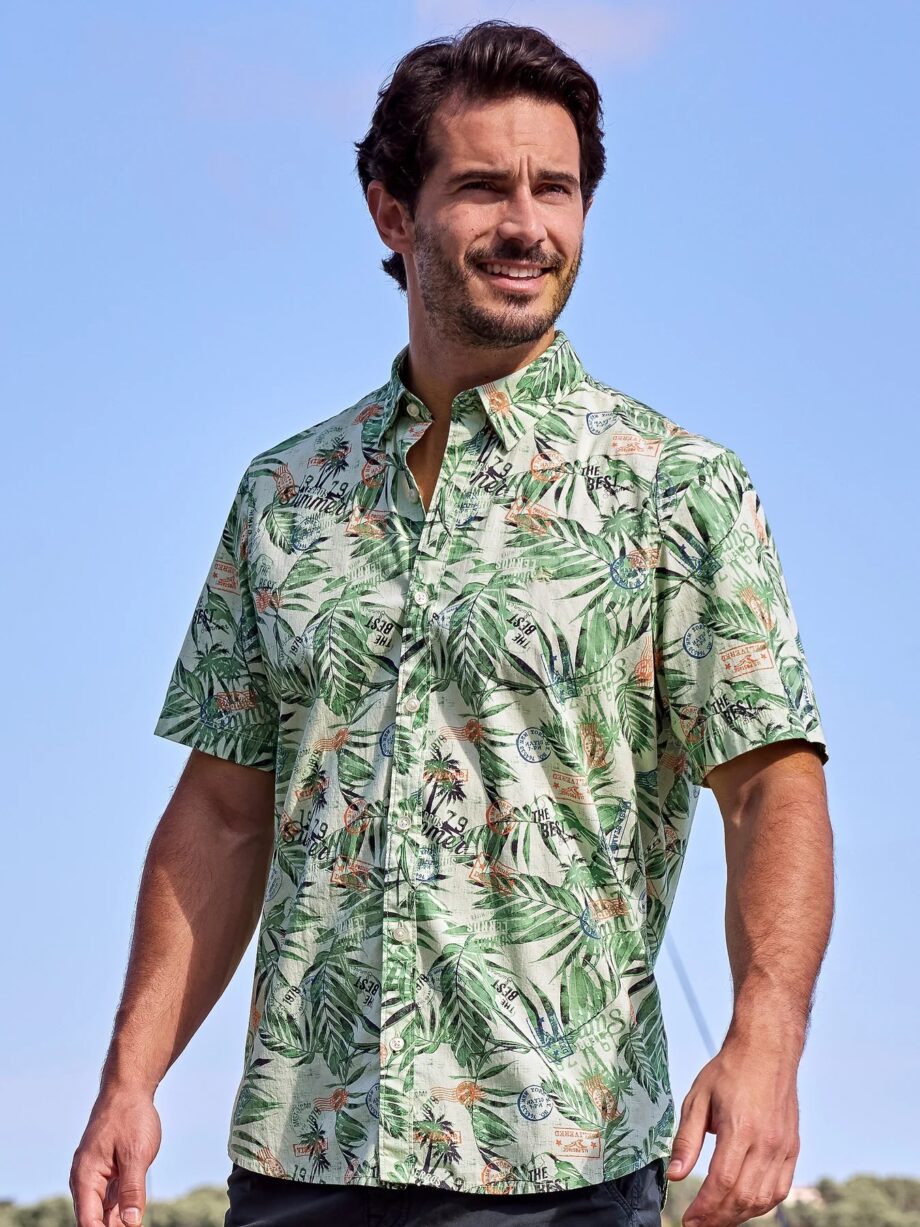 LERROS Floral gemustertes Halbarmhemd für Herren