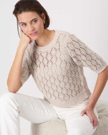 Monari Strickpullover mit Lurex warm sand