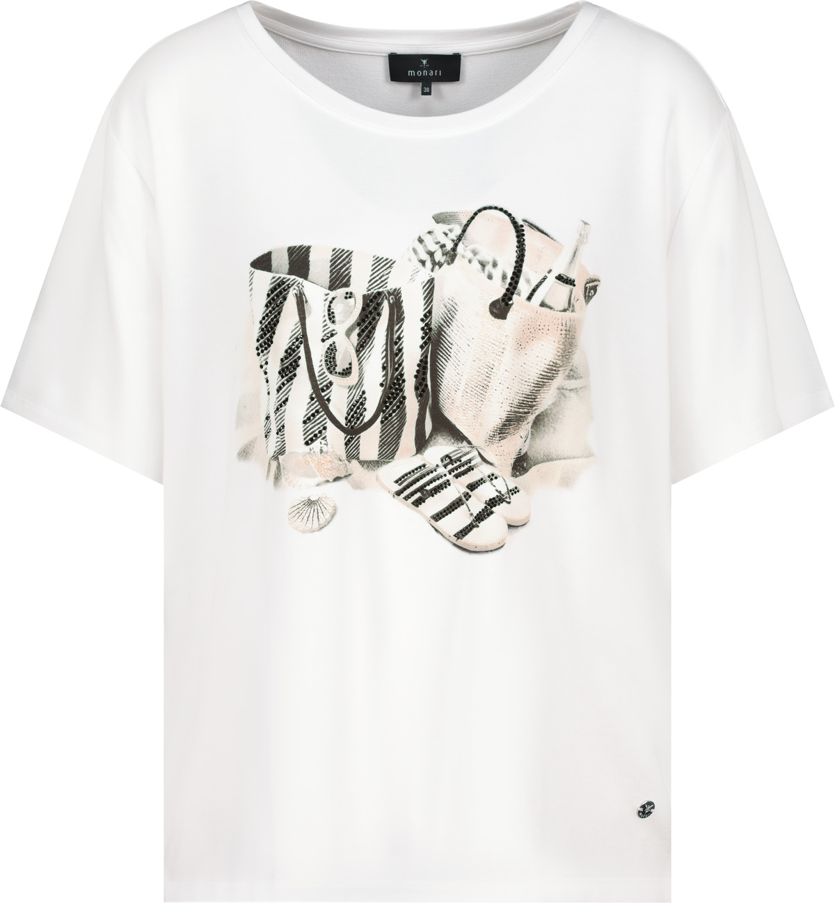 Monari T-Shirt mit Taschenprint, cream
