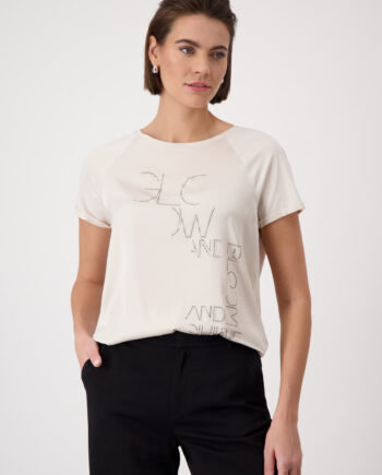Monari Blusenshirt mit Schmuckschrift, seashell