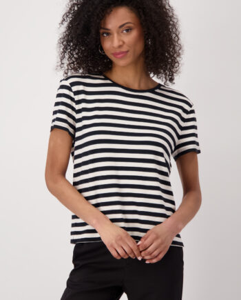 Monari Gestreiftes T-Shirt, schwarz Ringel