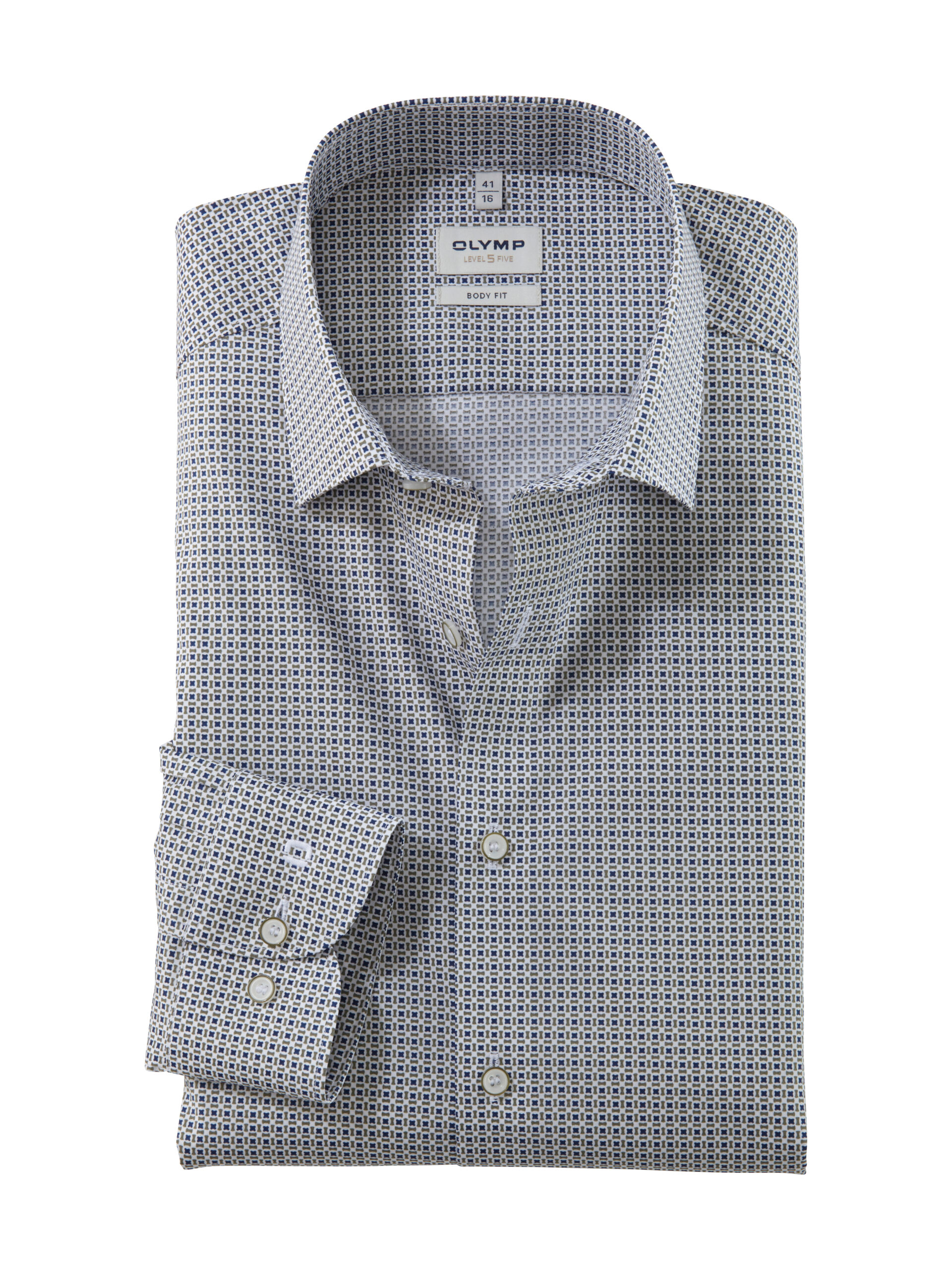 OLYMP Level Five Businesshemd, body fit, New York Kent, Oliv