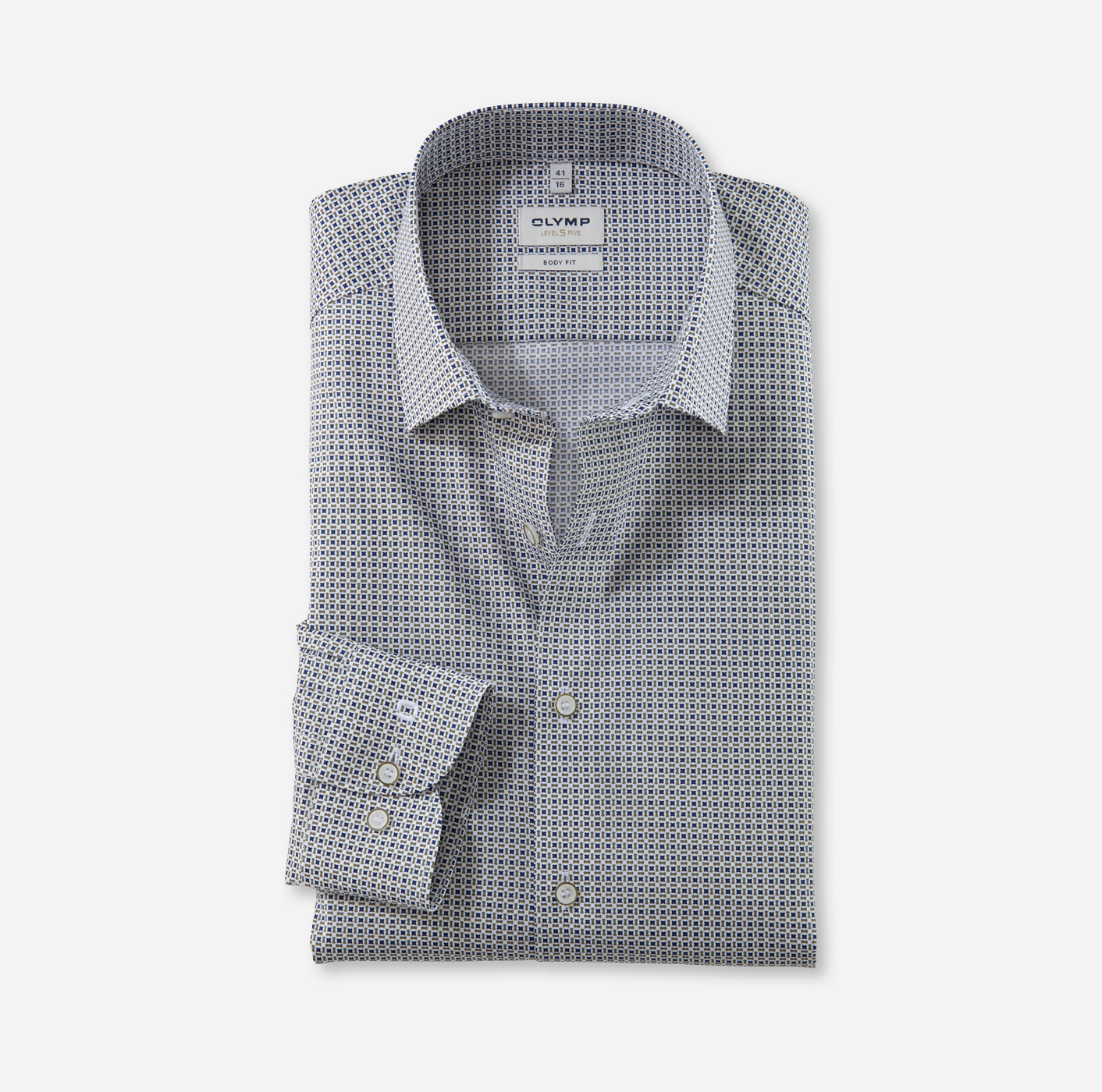 OLYMP Level Five Businesshemd, body fit, New York Kent, Oliv