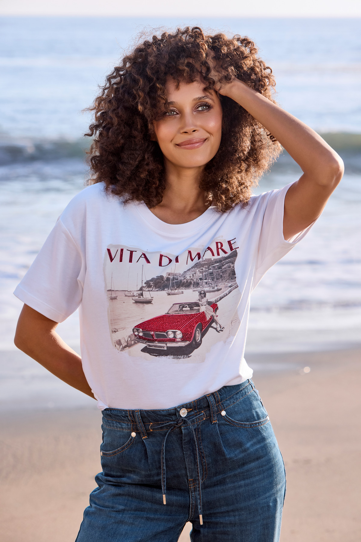 Monari T-Shirt mit Auto-Print, cream