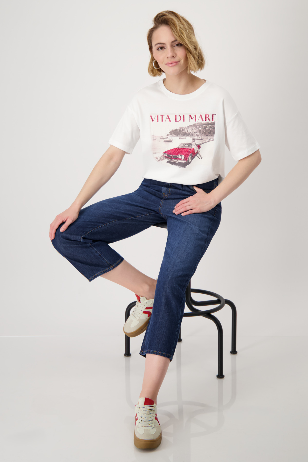 Monari T-Shirt mit Auto-Print, cream