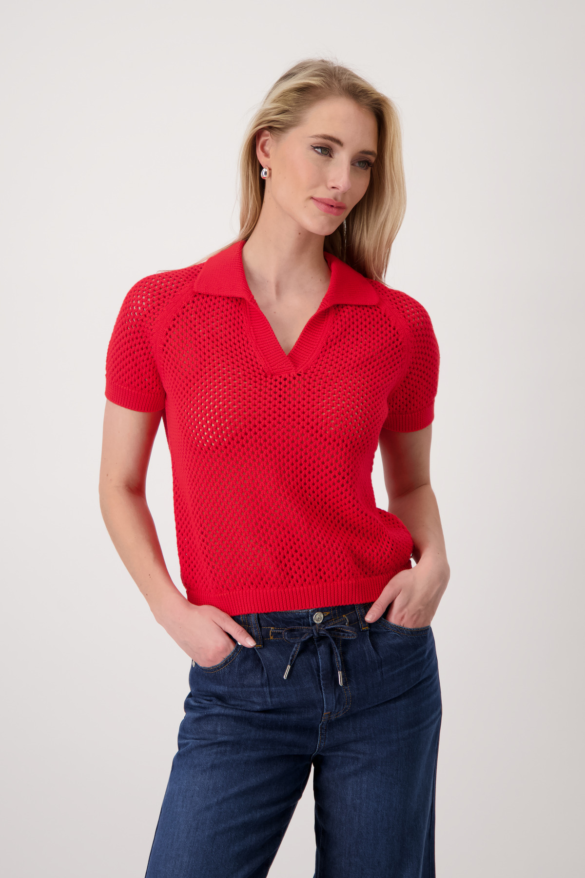 Monari Ajour-Poloshirt, red