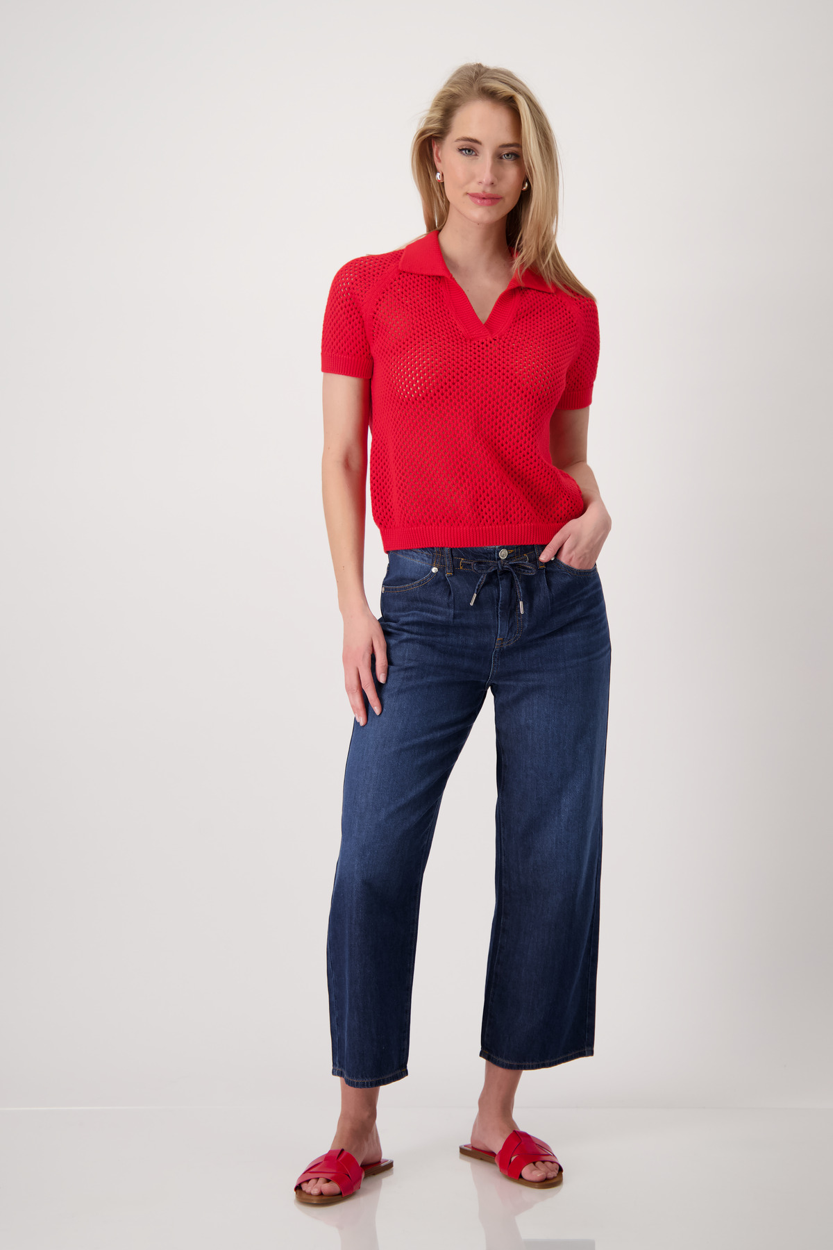 Monari Ajour-Poloshirt, red