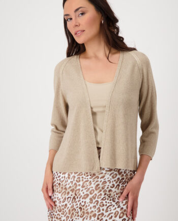 Monari Strickjacke mit Reiskornmuster, camel