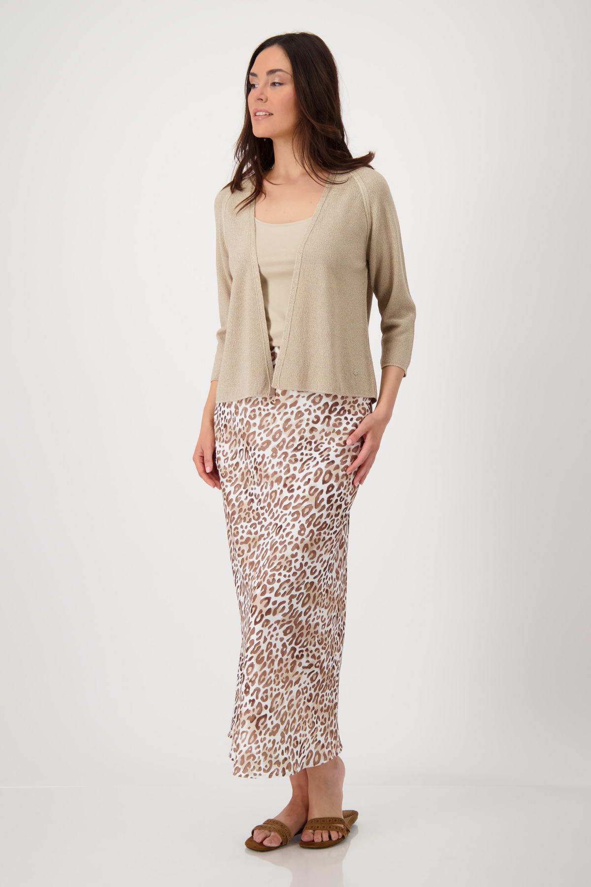 Monari Strickjacke mit Reiskornmuster, camel