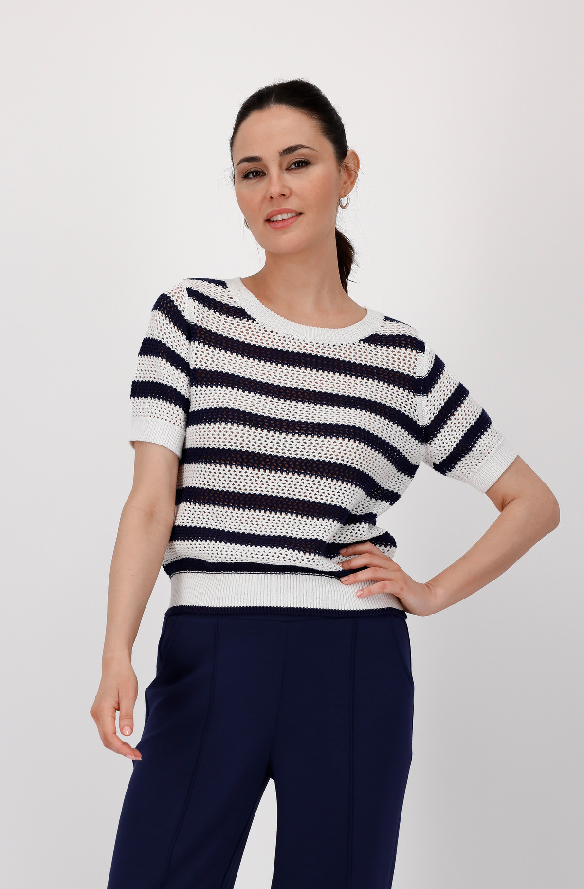 Monari Ringel-Pullover, navy blue ringel