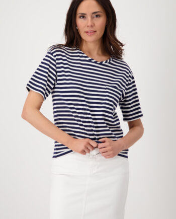 Monari T-Shirt mit Brusttasche, navy blue ringel