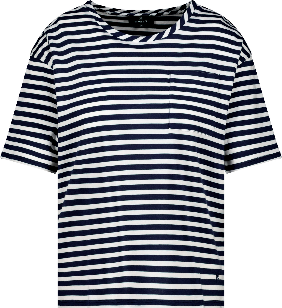 Monari T-Shirt mit Brusttasche, navy blue ringel