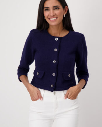 Monari Strickjacke mit Flammgarn, navy blue