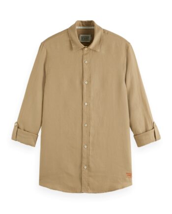 Scotch & Soda Seasonal core - Regular-fit linen shirt, MEDIUM BEIGE