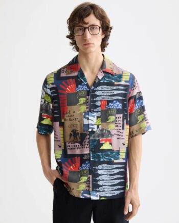 Scotch & Soda Relaxed-fit Kurzarmhemd mit Tencel-Print, BLACK