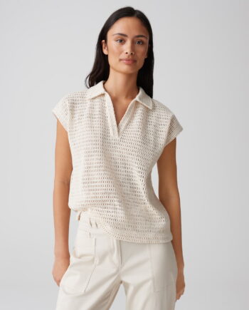 OPUS · Summer SOMONA Regular Poloshirt in Crochet Optik