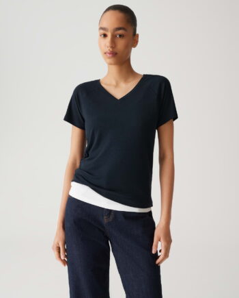 OPUS · Summer SAVELLA Slim Jerseyshirt mit feiner Rippstruktur