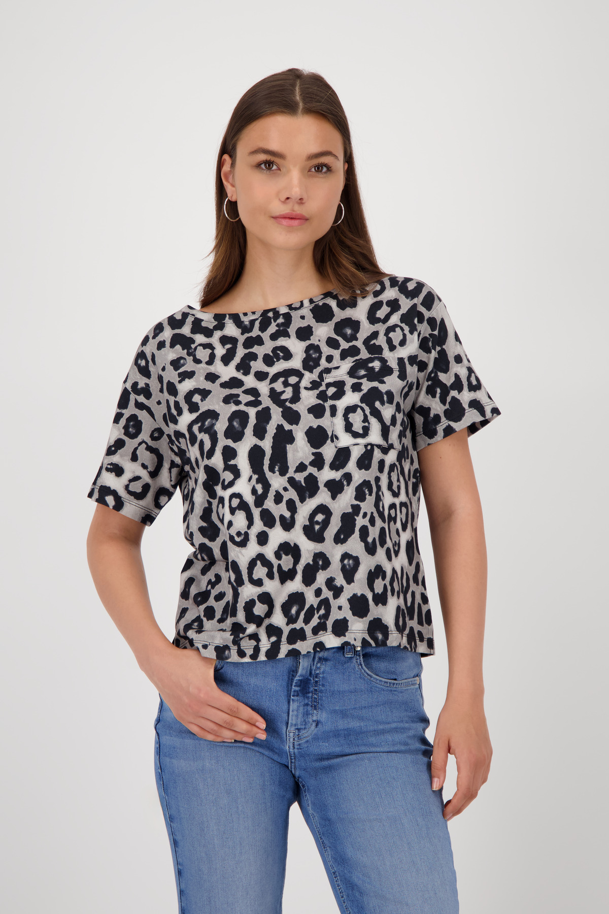 Monari T-Shirt, greige gemustert