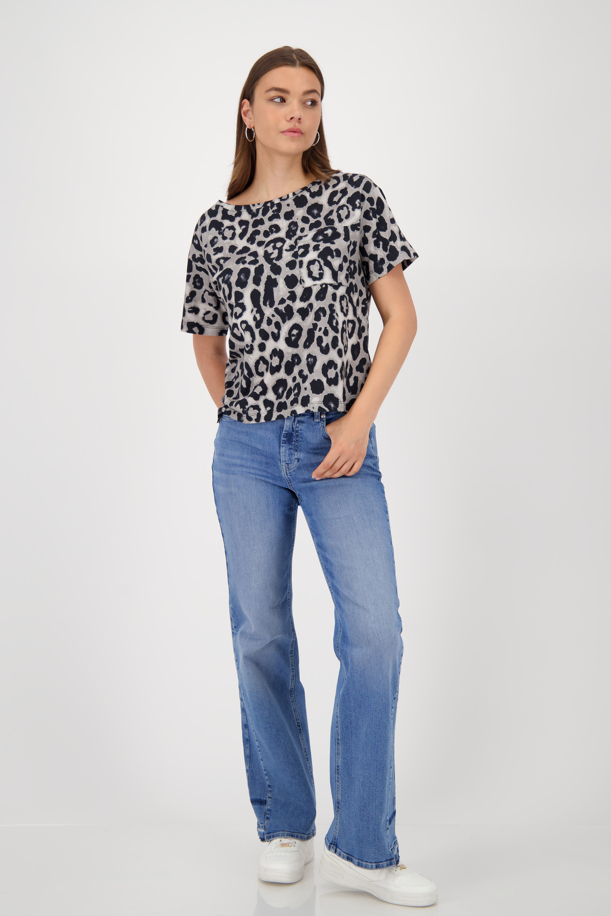 Monari T-Shirt, greige gemustert