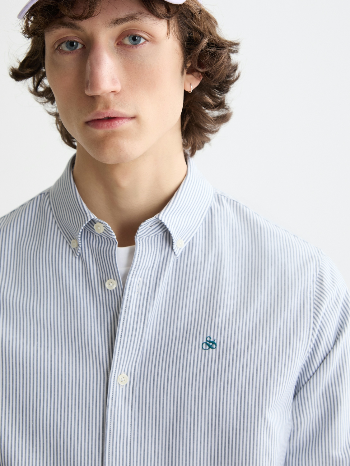 Scotch & Soda Seasonal Essentials Gestreiftes Oxford-Hemd, NAVY
