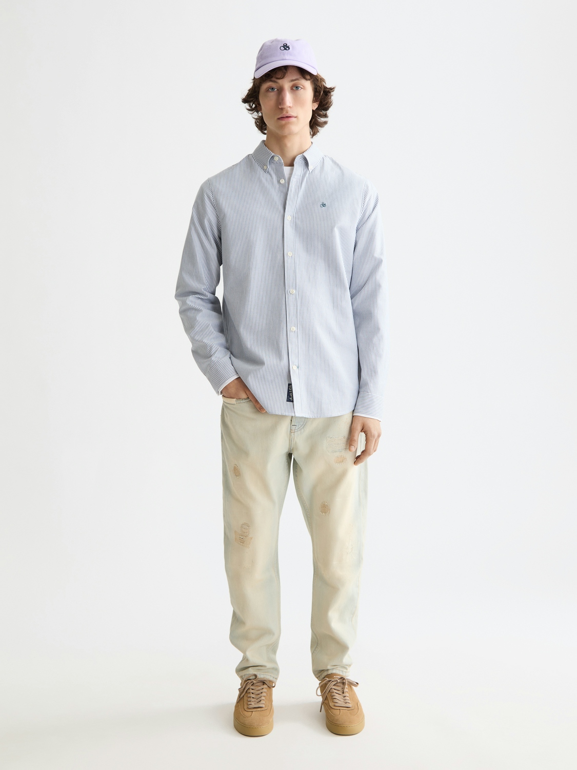 Scotch & Soda Seasonal Essentials Gestreiftes Oxford-Hemd, NAVY