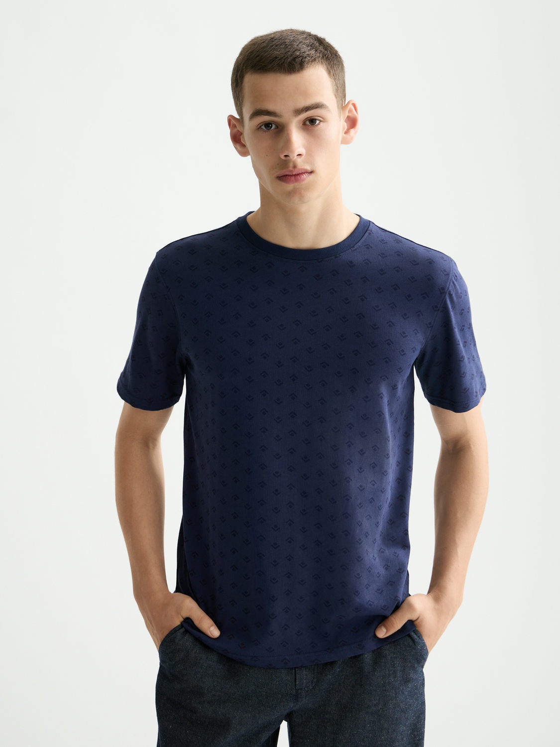 Scotch & Soda Regular Fit Micro AOP T-shirt, NAVY