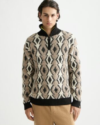 Scotch & Soda Argyles-Jacquard-Pullover mit überschnittenen Schultern, MEDIUM BROWN