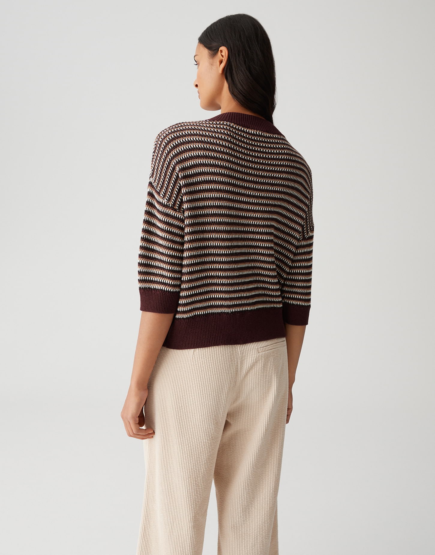 OPUS PEIPINA Regular mehrfarbiger Pullover aus BCI Cotton Mix