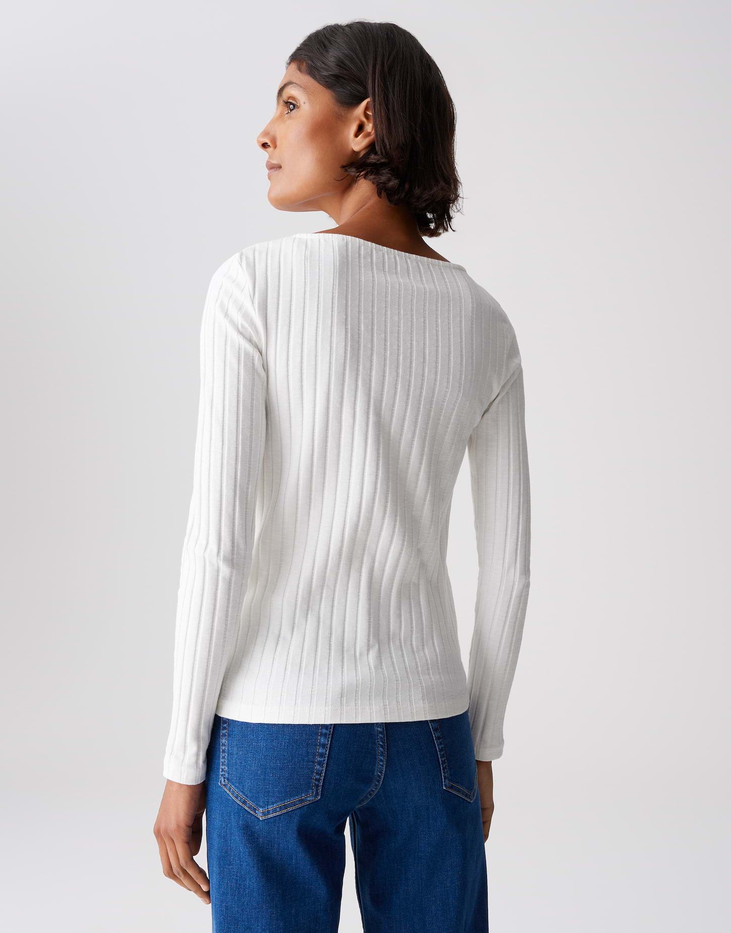 OPUS SOVKE Slim Rippshirt aus Baumwoll Mix