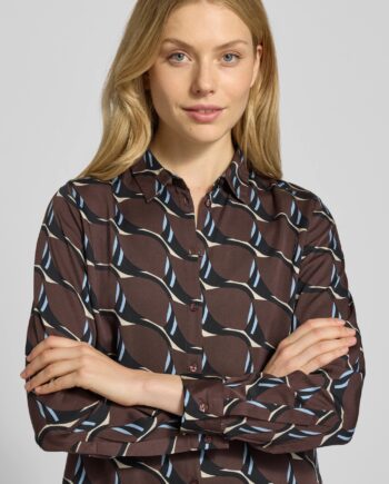 MILANO ITALY Hemdbluse aus Viskose mit Kentkragen in schoko