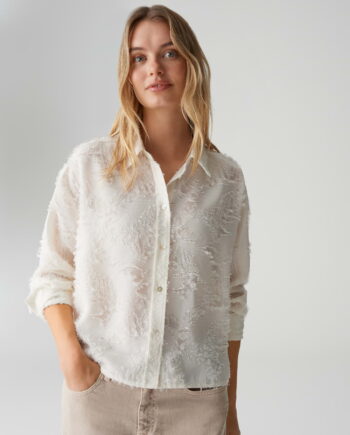 OPUS Boxy Hemdbluse mit feinem Fil Coupé Muster