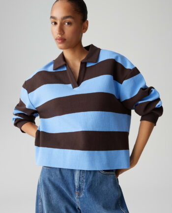 OPUS Sweatshirt mit breiten Rugby Streifen Loose Fit