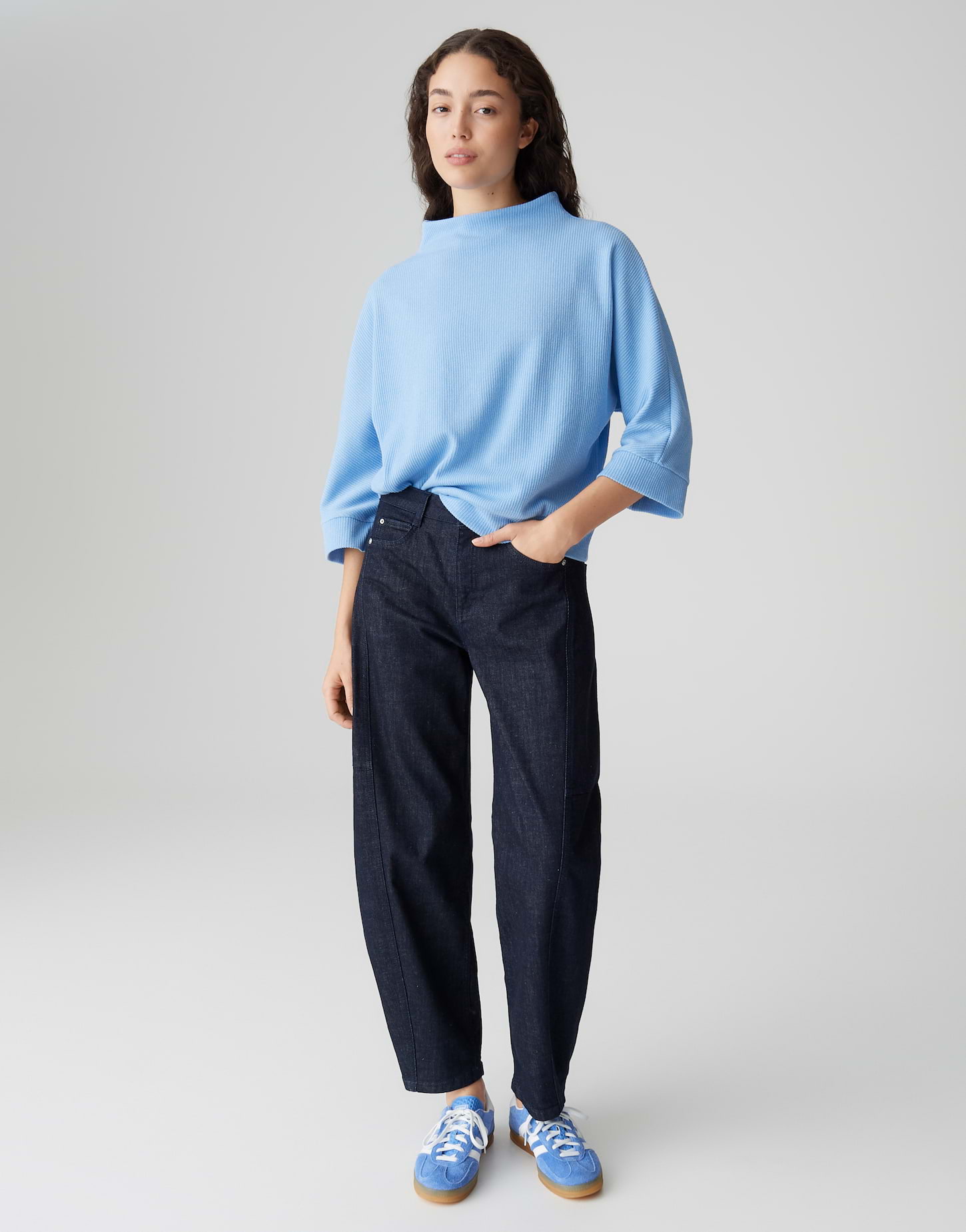 OPUS Jerseyshirt mit feiner Rippstruktur Loose Fit