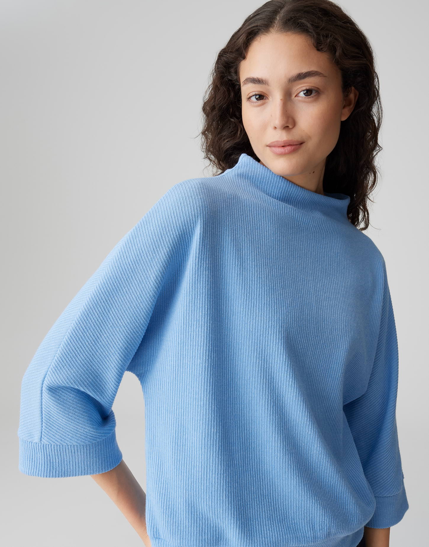 OPUS Jerseyshirt mit feiner Rippstruktur Loose Fit