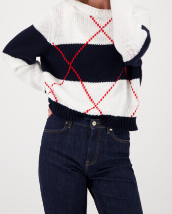 Monari Strickpullover mit Intarsie-Muster