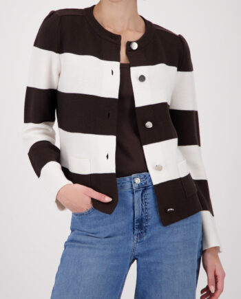 Monari Strickjacke, dark chocolate ringel