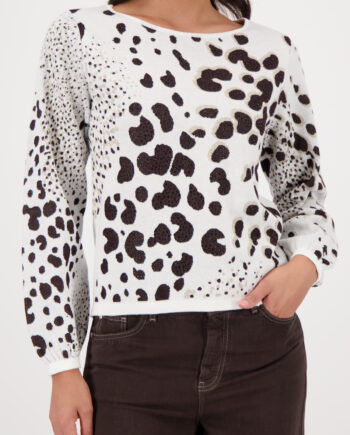 Monari Strickpullover mit Leojacquard