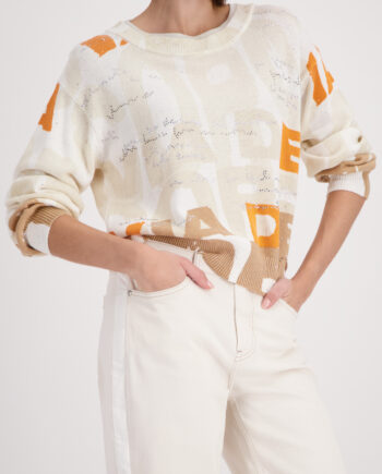 Monari Strickpullover mit Buchstaben-Muster