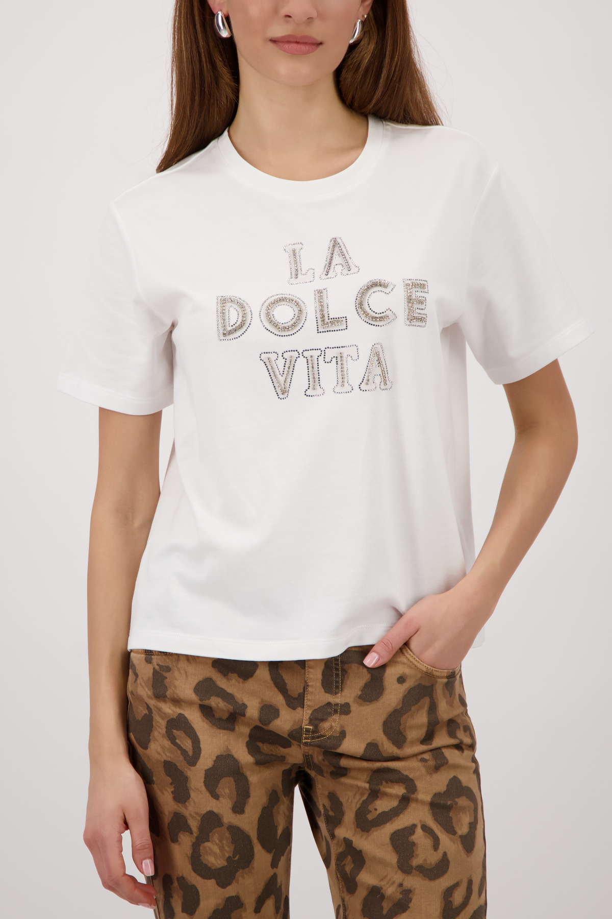 Monari T-Shirt mit Schmuckschrift