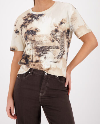 Monari T-Shirt mit Savanne-Print